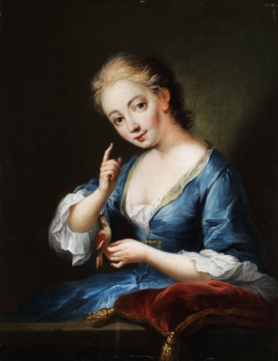 Young Girl with Songbird by Unbekannt Unbekannt